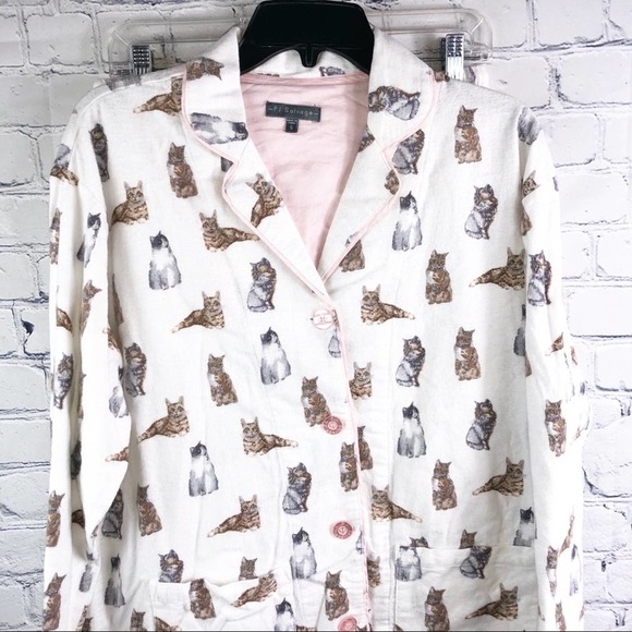 P. J. Savage Cats Classic Flannel Pajama Set S - Picture 2 of 7